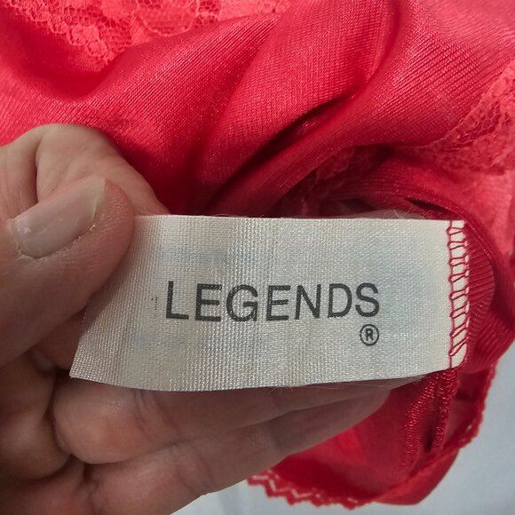 Vintage Legends Tank Y2K Cami Red Lace Satin Floral Sheer Retro M - Picture 6 of 9